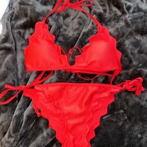 Red Scalloped Bikini